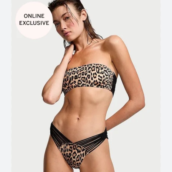 Victoria’s Secret VS Archives Swim Macrame Bandeau Top in Leopard - Picture 1 of 4